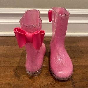 Pink Rain Boots with Bow Toddler Size 10